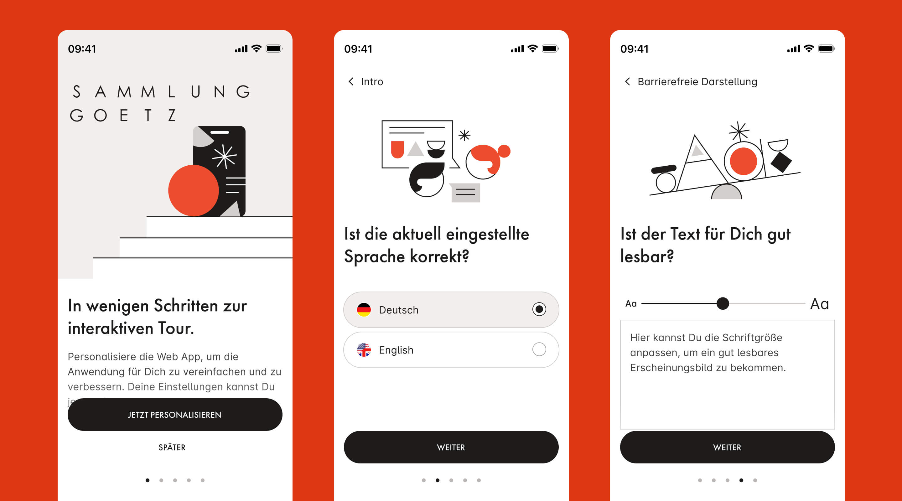 Onboarding Prozess der Sammlung Goetz Web App